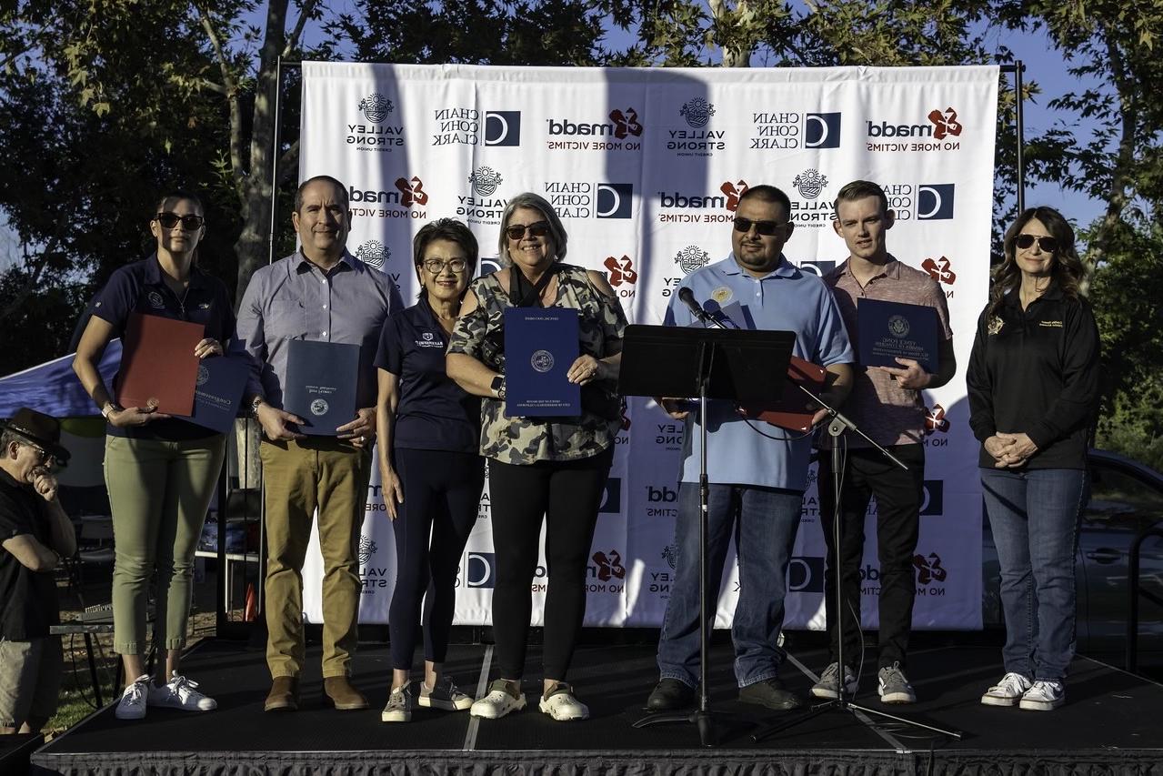 District 3 Supervisor Jeff Flores standing with other local and state officials during the Walk like MADD Event